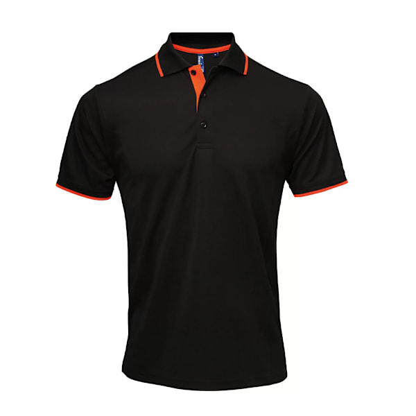 Premier Mens Coolchecker Contrast Pique Polo Shirt XL Svart/Orange Black/Orange XL