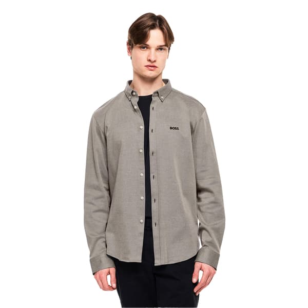 Boss Herrskjorta Motion Logo Bomull S Mörkbeige Dark Beige S