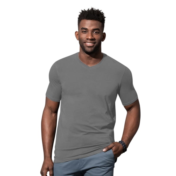 Stedman Stars Clive V-ringad T-shirt för män M Slate Grey Slate Grey M