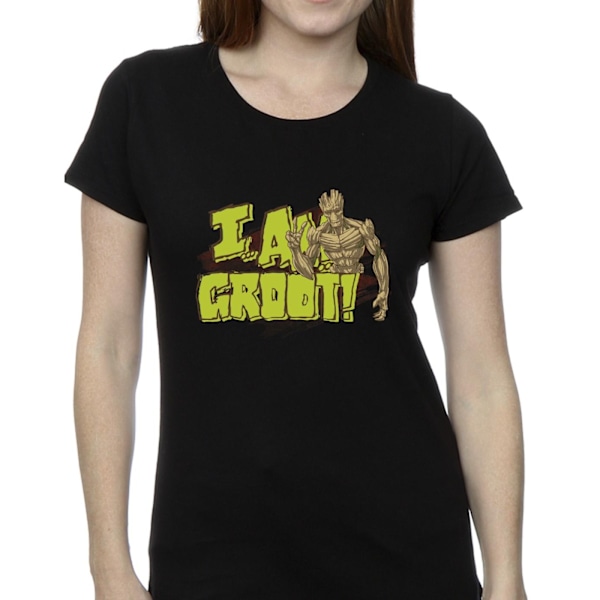 Guardians Of The Galaxy Dam/Kvinnor Jag Är Groot Bomull T-shirt Black M