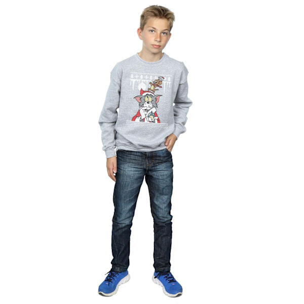 Tom And Jerry Pojkar Jul Fair Isle Sweatshirt 7-8 År Spo Sports Grey 7-8 Years