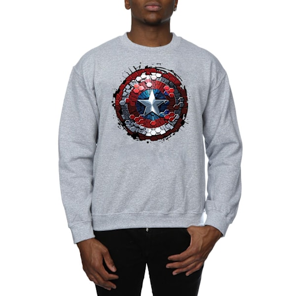 Marvel Herr Captain America Civil War Hex Shield Sweatshirt L H Heather Grey L