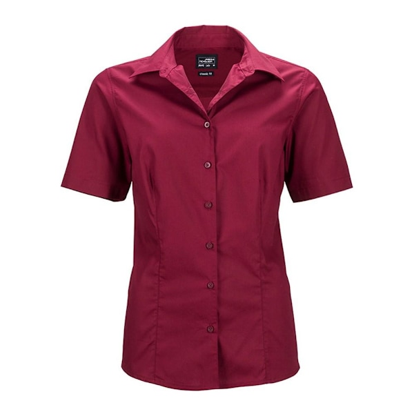 James och Nicholson Dam/Dam Shortsleeve Business Shirt S Wine S