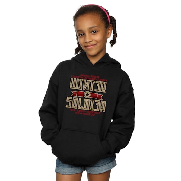 Marvel Girls Winter Soldier Trigger Badge Hoodie 7-8 år Svart Black 7-8 Years