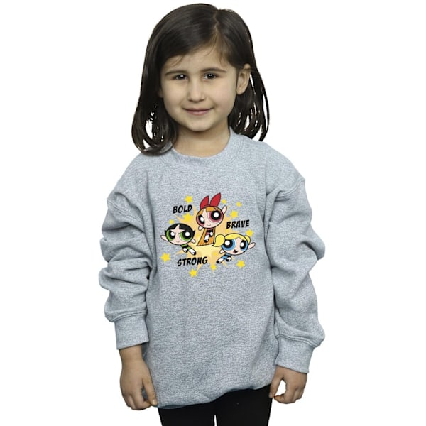 Powerpuffpinglorna Flickor Djärva Modiga Starka Sweatshirt 7-8 År Sports Grey 7-8 Years