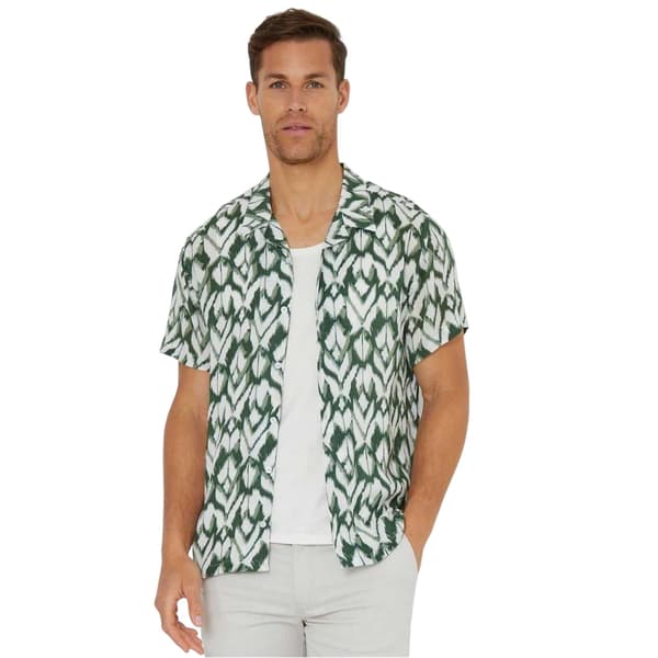 Threadbare Herr Geometrisk Kortärmad Skjorta L Tallgrön Pine Green L