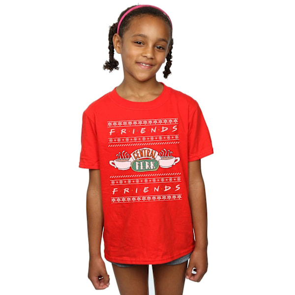 Friends Girls Fair Isle Central Perk Bomull T-shirt 12-13 år Red 12-13 Years