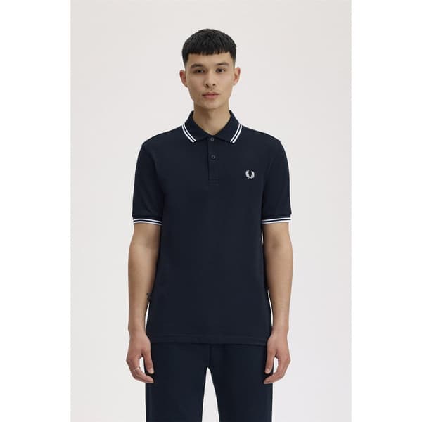 Fred Perry Herr Twin Tip Pikétröja XL Marinblå Navy XL