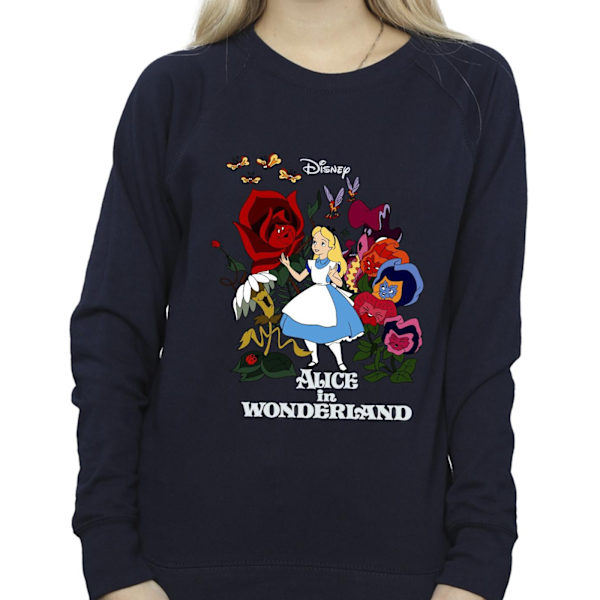 Disney Dam/Kvinnor Alice I Underlandet Blommor Sweatshirt S N Navy Blue S