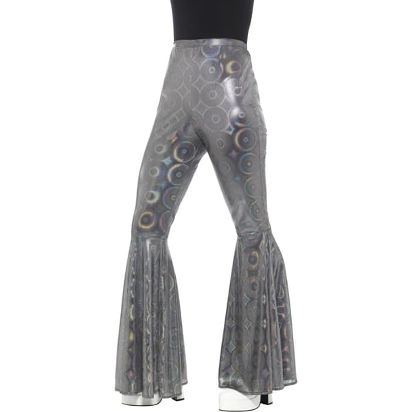 Smiffys Dam 70-tals Disco Iriserande Utställda Byxor S-M Silver S-M