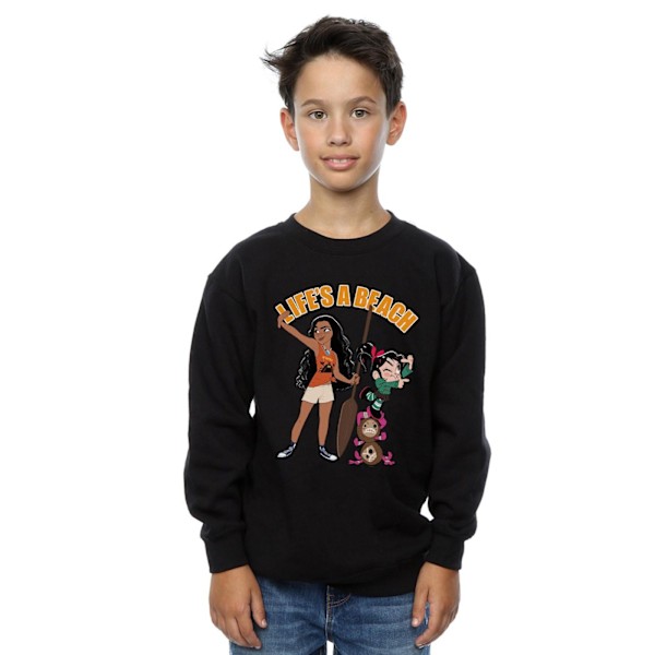 Disney Boys Wreck It Ralph Moana Och Vanellope Sweatshirt 12-13 Black 12-13 Years