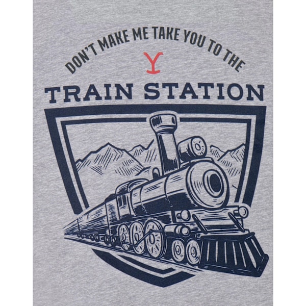 Yellowstone Mens Train Station Kortärmad T-shirt L Grå Mar Grey Marl L