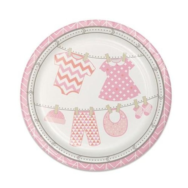 Kreativt festpaket Bundle Of Joy papperstallrik för babyshower (förpackning om 8) Pink/White One Size