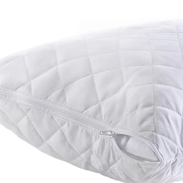 K Collection Quilted Pillow Protector (2-pack) 49cm x 74cm B White 49cm x 74cm