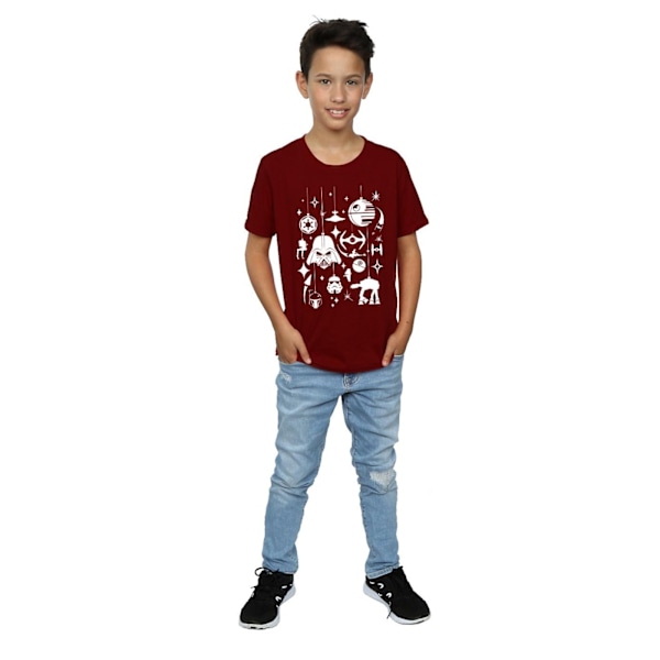 Star Wars Jul Dekorationer T-shirt för Pojkar 12-13 År Bordeaux Burgundy 12-13 Years