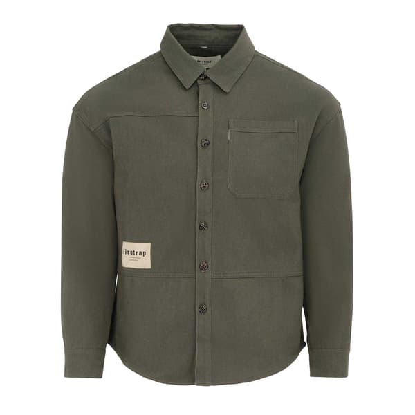 Firetrap Herr Logotyp Tung Långärmad Skjorta XXL Grå Grey XXL