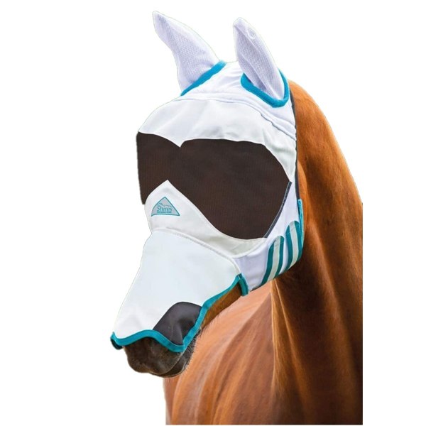 Shires Ultra Pro Sun Shade Horse Flugmask Liten Ponny Vit White Small Pony