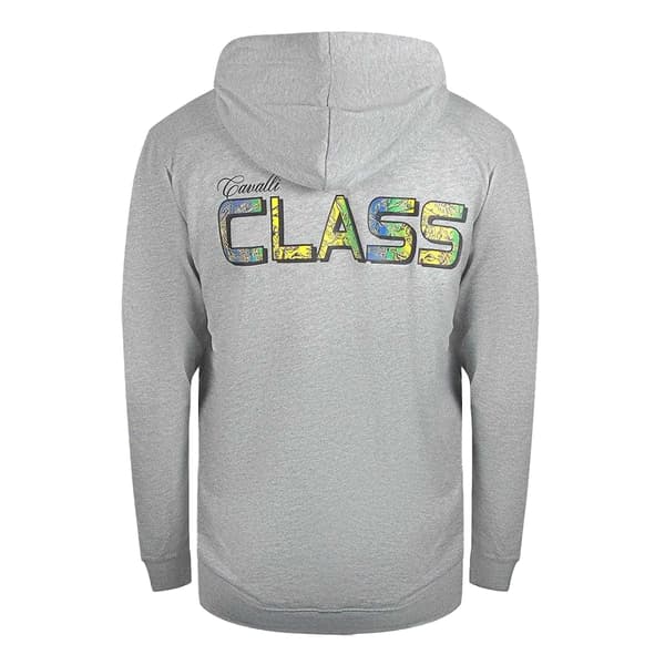 Cavalli Class Herr Blommig Logotyp Huvtröja med Hel Dragkedja M Grå Grey M