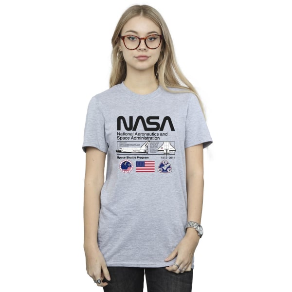 NASA Dam/Kvinnor Space Admin Bomull Boyfriend T-Shirt 3XL Spo Sports Grey 3XL