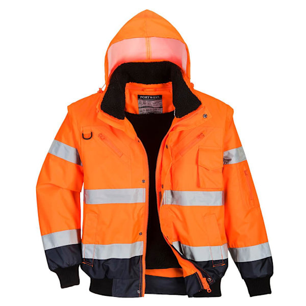 Portwest Herr 3 i 1 Hi-Vis Säkerhetsbomberjacka 5XL Orange/Marin Orange/Navy 5XL