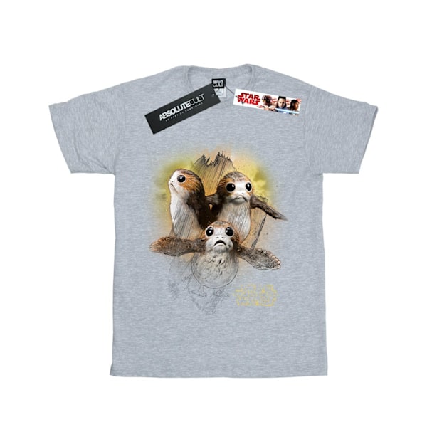 Star Wars: The Last Jedi T-shirt i borstad bomull med Porg för flickor, 5-6 år Sports Grey 5-6 Years