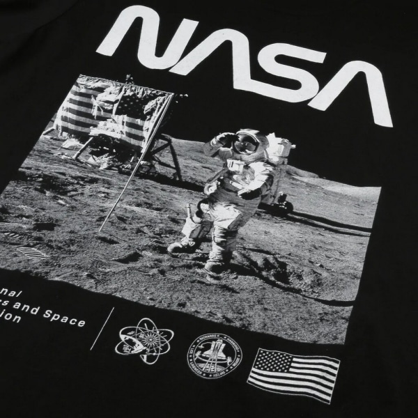 NASA Herr Salute bomull T-shirt S Svart Black S