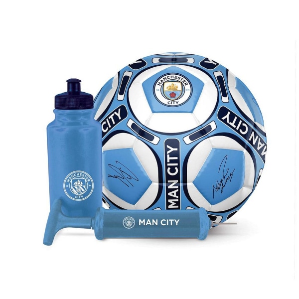 Manchester City FC Signature Football Set One Size Sky Blue/Whi Sky Blue/White One Size