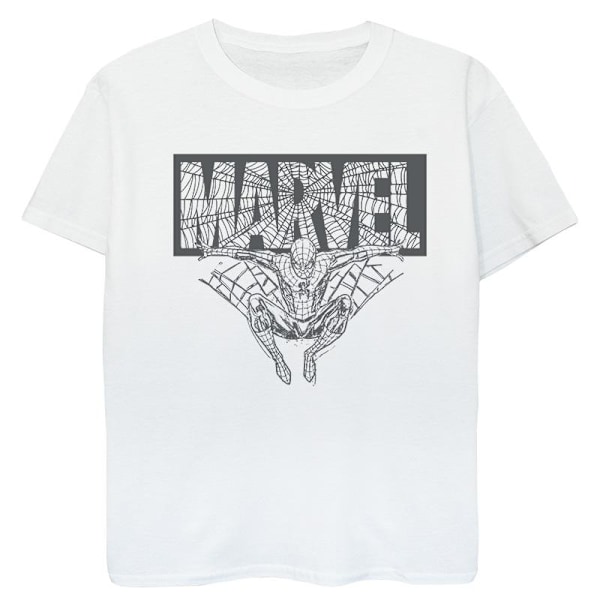 Marvel Boys Spider-Man Marvel Logo T-shirt 7-8 år Vit White 7-8 Years
