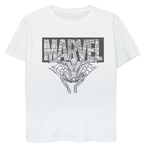 Marvel Pojkar Spider-Man Marvel Logotyp T-Shirt 3-4 År Vit White 3-4 Years