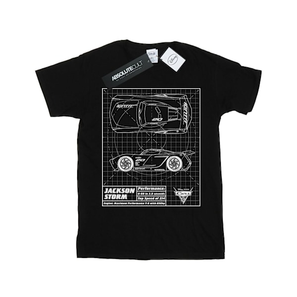 Disney Girls Cars Jackson Storm Blueprint Bomull T-shirt 12-13 Black 12-13 Years