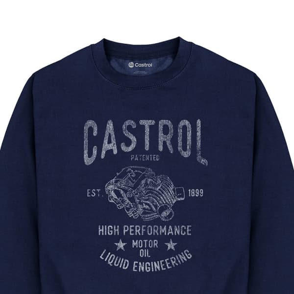 Castrol Unisex Retro Engine Sweatshirt S Marinblå Navy S