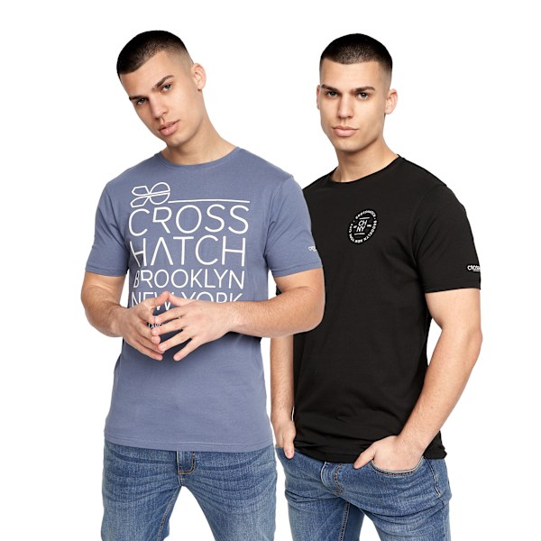 Crosshatch herr Bestforth T-shirt (2-pack) S svart/blå Black/Blue S