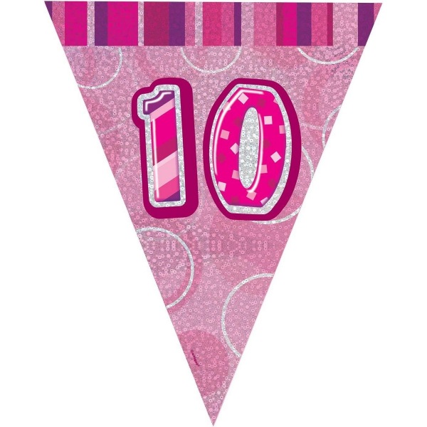 Unik festfolie Glitz 10-årsbunting One Size Rosa Pink One Size