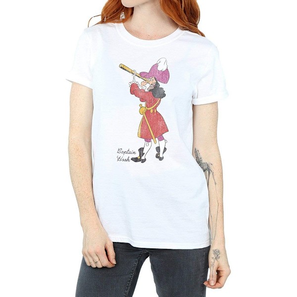 Peter Pan Dam/Damer Klassisk Captain Hook Bomull Boyfriend T White XXL