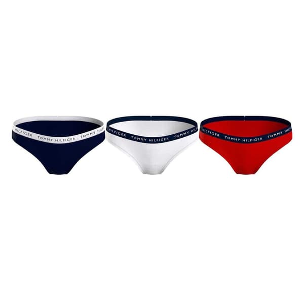 Tommy Hilfiger Dam/Dam Logotyp Bomullstrosor (3-pack) 10 Navy/White/Red 10 UK