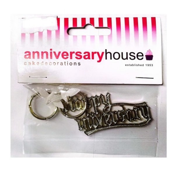 Anniversary House Happy Anniversary Cake Topper One Size Silver Silver One Size