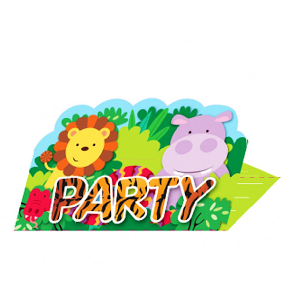 Amscan Jungle Friends Inbjudningar & Kuvert (Förpackning om 8) En Storlek Multicoloured One Size