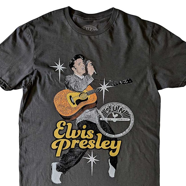 Elvis Presley Unisex Vuxen Tår Sun Records T-Shirt L Kolgrå Charcoal Grey L