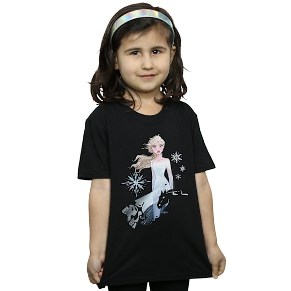 Disney Girls Frozen 2 Elsa Nokk Silhouette Bomull T-shirt 3-4 år Black 3-4 Years