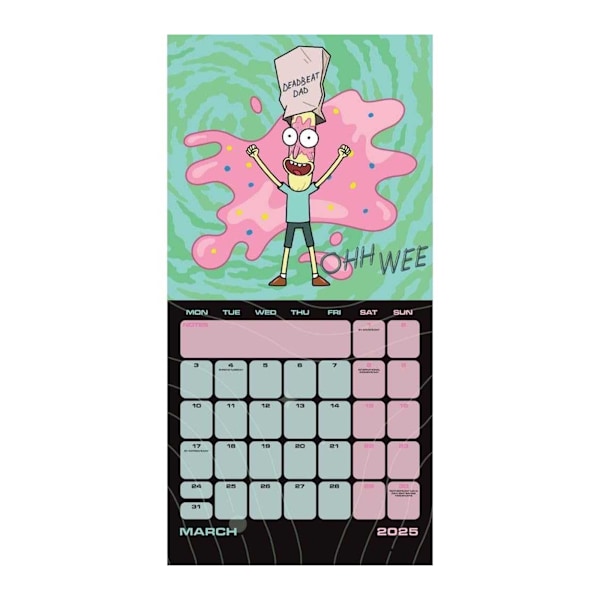 Rick And Morty 2025 Fyrkantig Väggkalender One Size Flerfärgad Multicoloured One Size