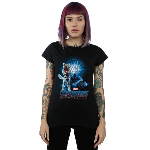 Marvel Dam/Kvinnor Avengers Endgame Rocket Team Suit Bomull T Black L