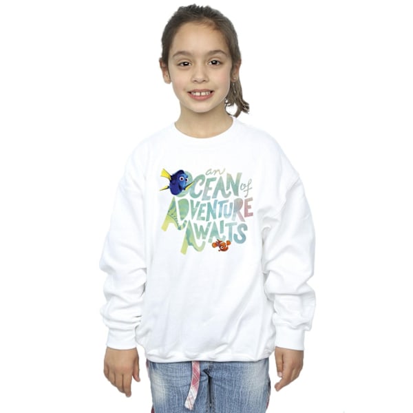 Finding Dory Flickor Ocean Adventure Sweatshirt 7-8 År Vit White 7-8 Years