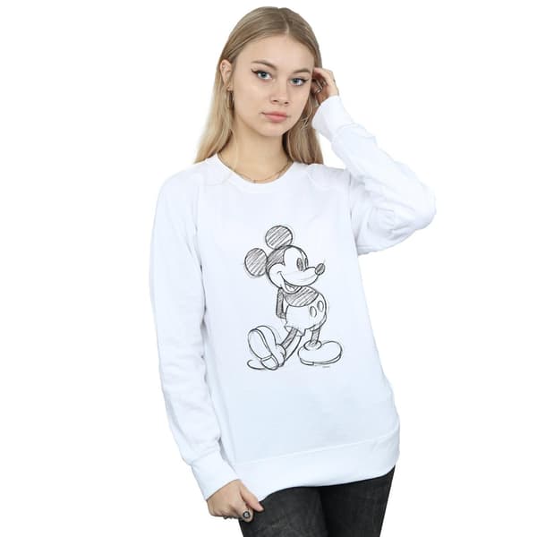 Disney Dam/Kvinnor Mickey Mouse Sketch Kick Sweatshirt S Vit White S