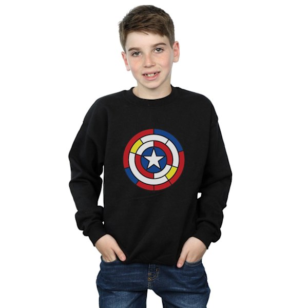 Marvel Boys Captain America Stained Glass Shield Sweatshirt 9-11 år Black 9-11 Years