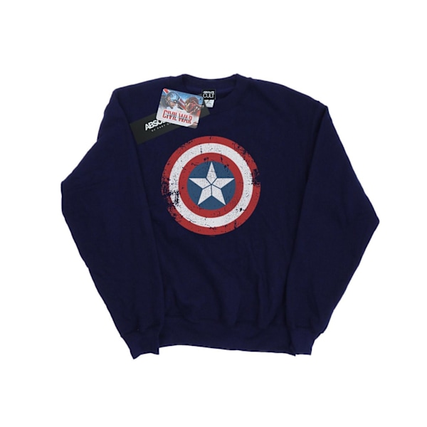 Marvel Herr Captain America Civil War Distressed Shield Sweatshirt Navy Blue M