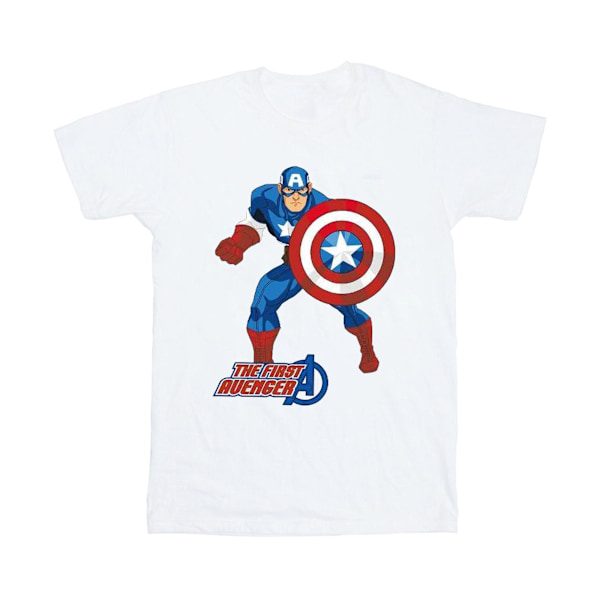 Captain America Pojkar The First Avenger T-Shirt 7-8 År Vit White 7-8 Years
