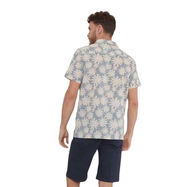 Threadbare blommiga kortärmad skjorta för män S dammblå Dusty Blue S