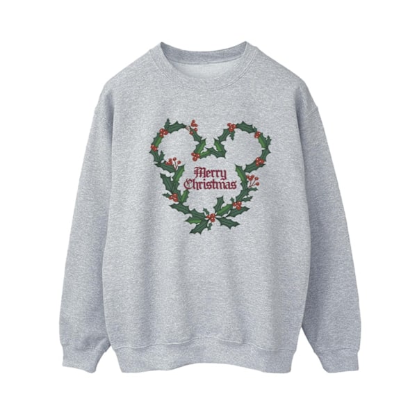 Disney Womens/Ladies Mickey Mouse Merry Christmas Holly Sweatshirt Sports Grey XL