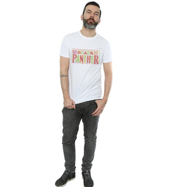Marvel Herr Svart Panter Tribal Logotyp T-Shirt M Vit White M