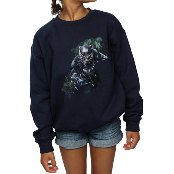 Marvel Girls Black Panther Wild Silhouette Sweatshirt 9-11 år Navy Blue 9-11 Years